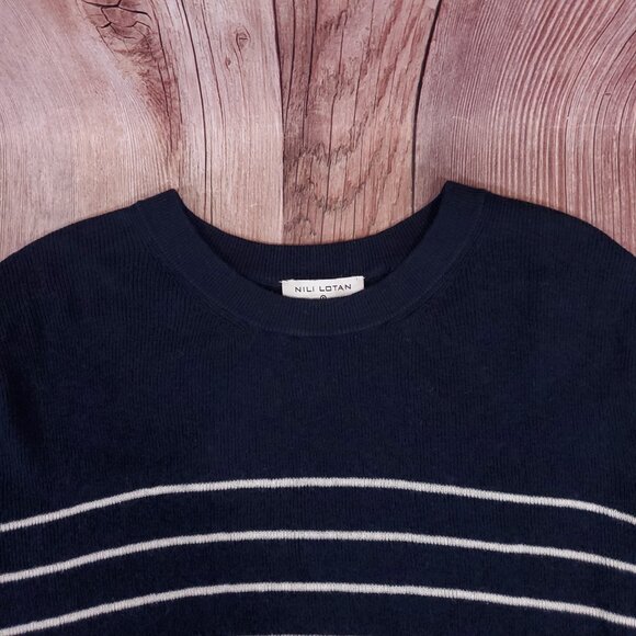 Nili Lotan Target Womens 1X Striped Crewneck Pullover Cashmere Blend Sweater - Picture 7 of 15